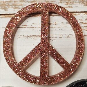 WORLD PEACE Sign Glittery Hanging Wall Pendant